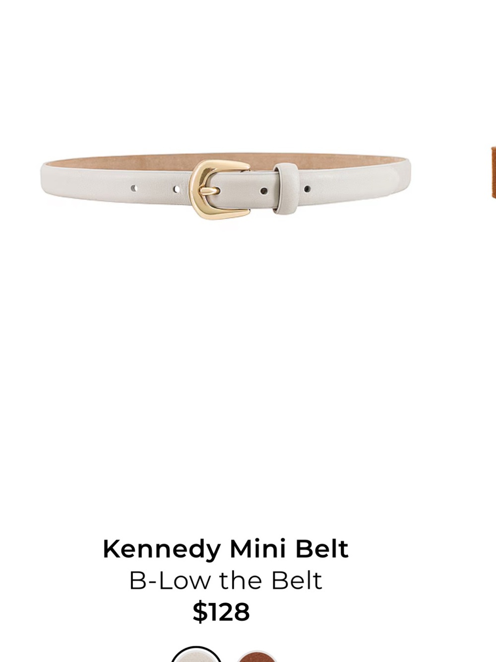 B-Low the Belt Kennedy Mini Belt in White with Gold Buckle